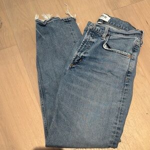 Agolde Light Blue Frayed Hem Jeans